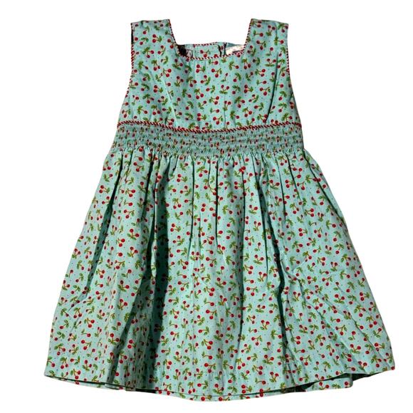 Blueberi Boulevard Little Girls Dress Blue wiht Cherry Print Size 24 Months - Picture 1 of 10